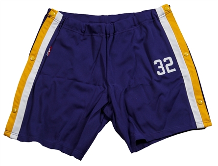 1988-89 Earvin "Magic" Johnson Used Los Angeles Lakers Road Shorts (Meza LOA)